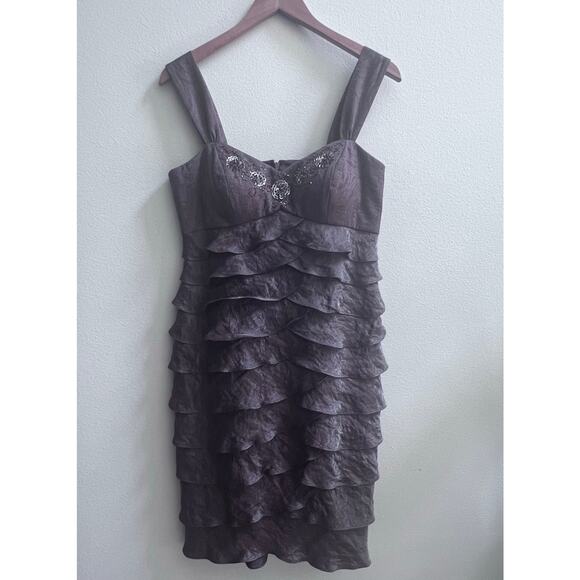 Vintage IGNITE EVENINGS Two Piece Tiered Midi Dress with Jacket Size 6 Beaded - Picture 3 of 9